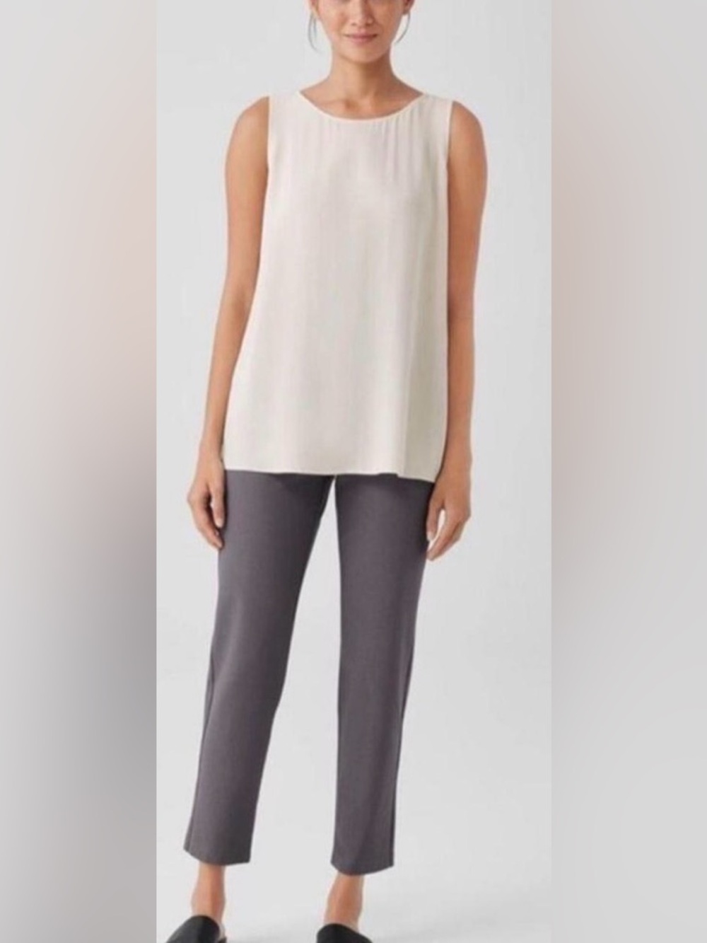 Eileen Fisher Cropped Ankle Chino Pants in Gray